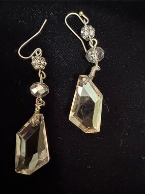 Crystal Drop Dangle Earrings - Clear Gemstone Accent